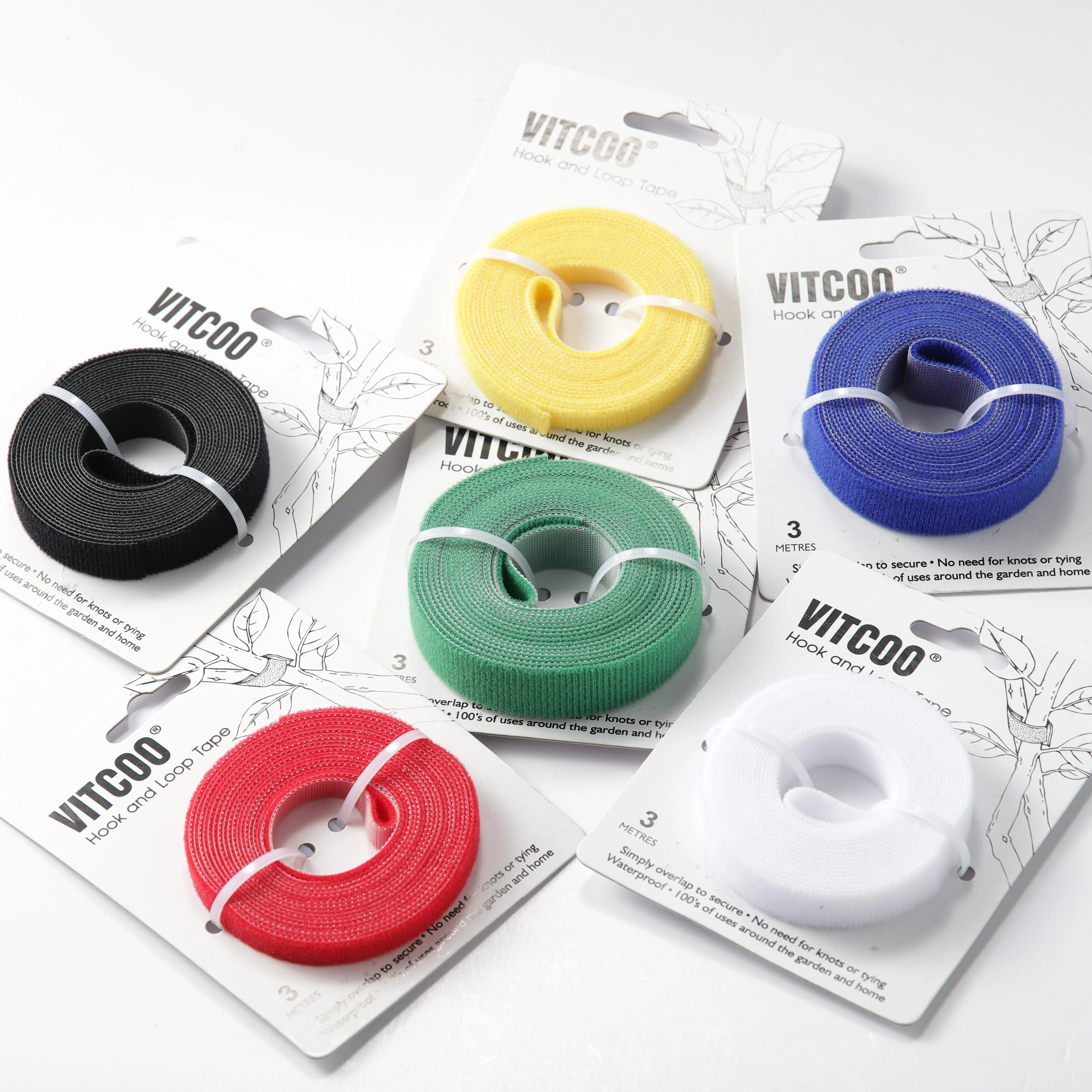 Hot sale Gardening Home DIY logo customized self adhesive  back to back fastener tape velcroes hook and loop nylon cable tie