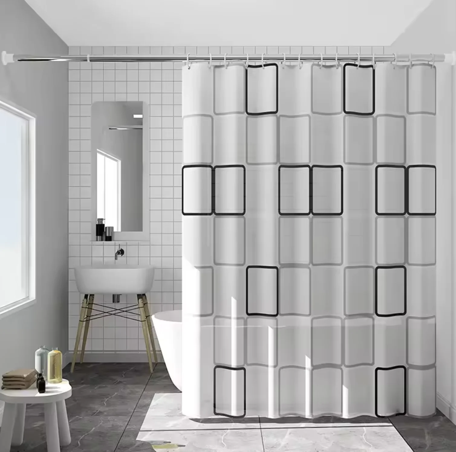 Waterproof Bath Bathroom Mildewproof Peva Shower Curtain Heavy Duty  wall hanging bath curtain  printed curtains