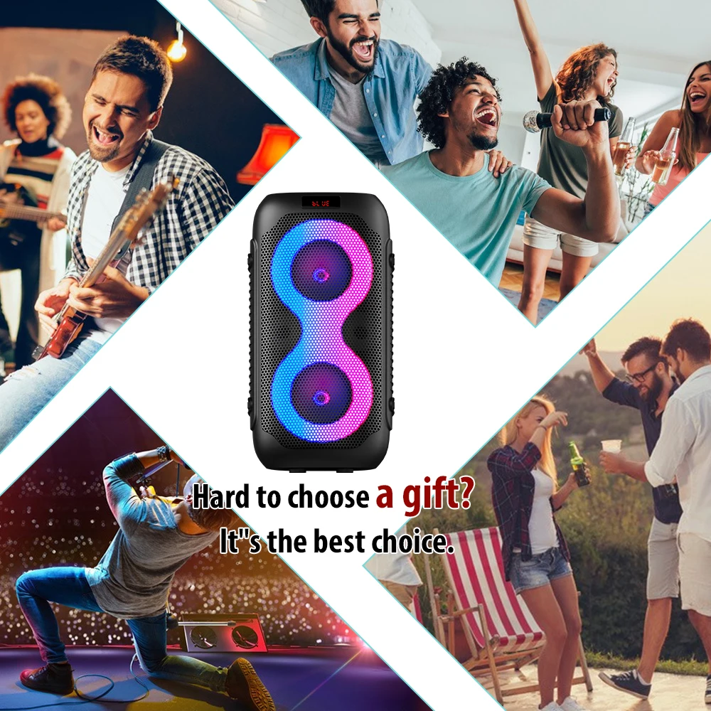 Altavoz Good Quality Portable Small Wireless Bluetooth Dual 4inch DJ Party Karaoke Heavy Bass Woofer Speaker