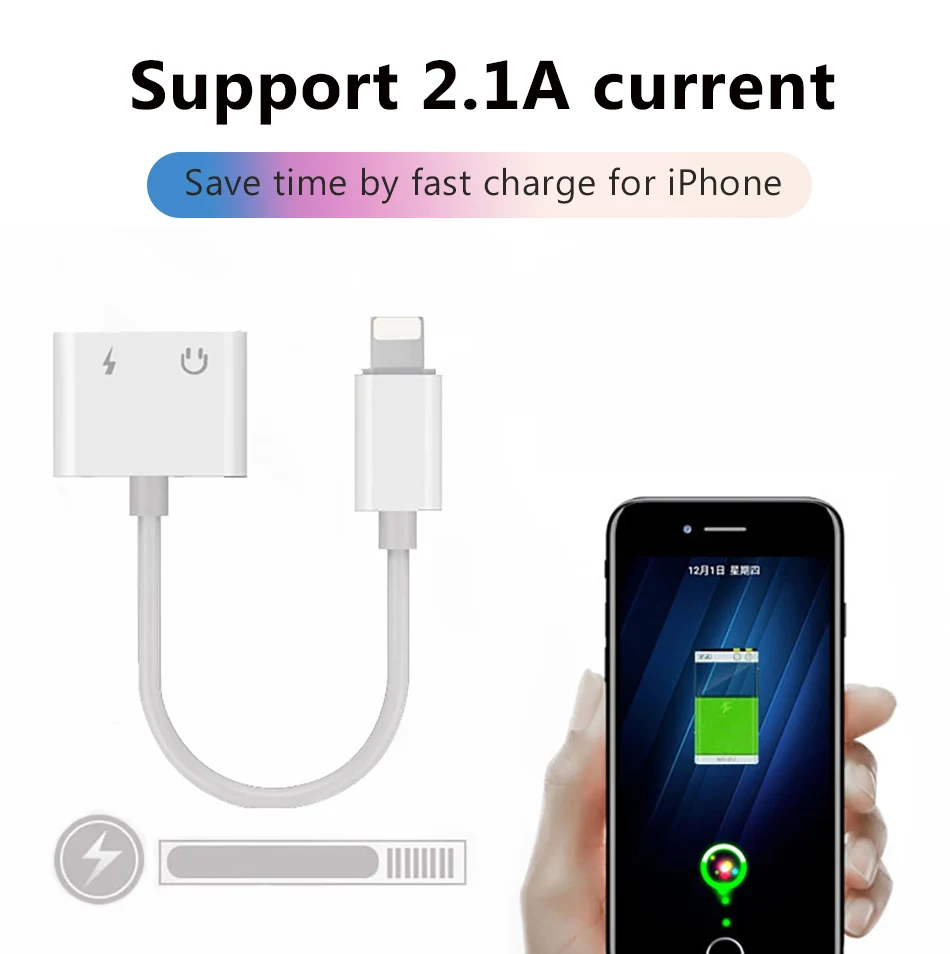  Адаптер 2 в 1 для iPhone 7 6 8 11 X XR Pro 12 адаптер наушников Lightning/3 5