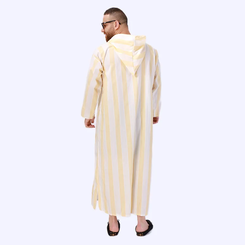 New Muslim long hooded nightgown Middle Eastern ethnic clothing robe for men