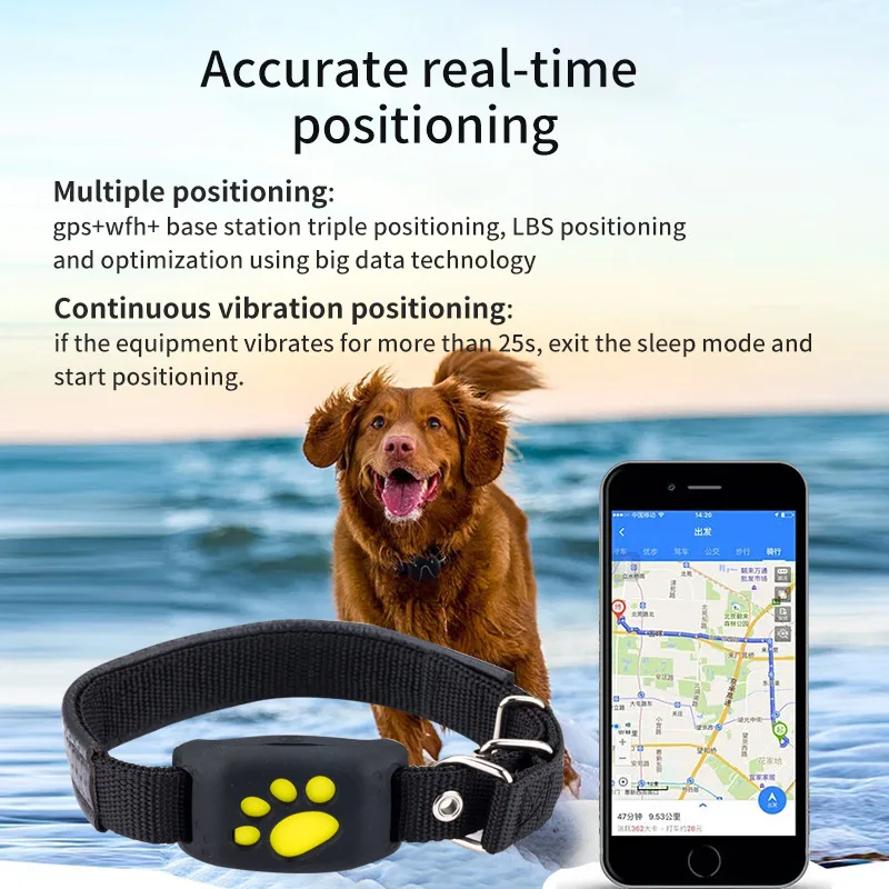 New Arrival Real Time GSM Waterproof IP67 Tracking Device Locator Smart Geo Fencing Pet Collar GPS Tracker for Dog Cat