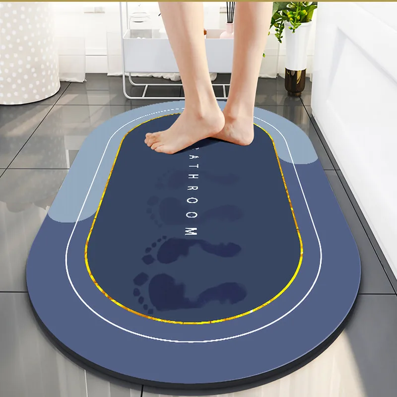 Hot selling factory Technology cloth absorbent mat Oval carpet bath household quick drying shower mat Bathroom mat