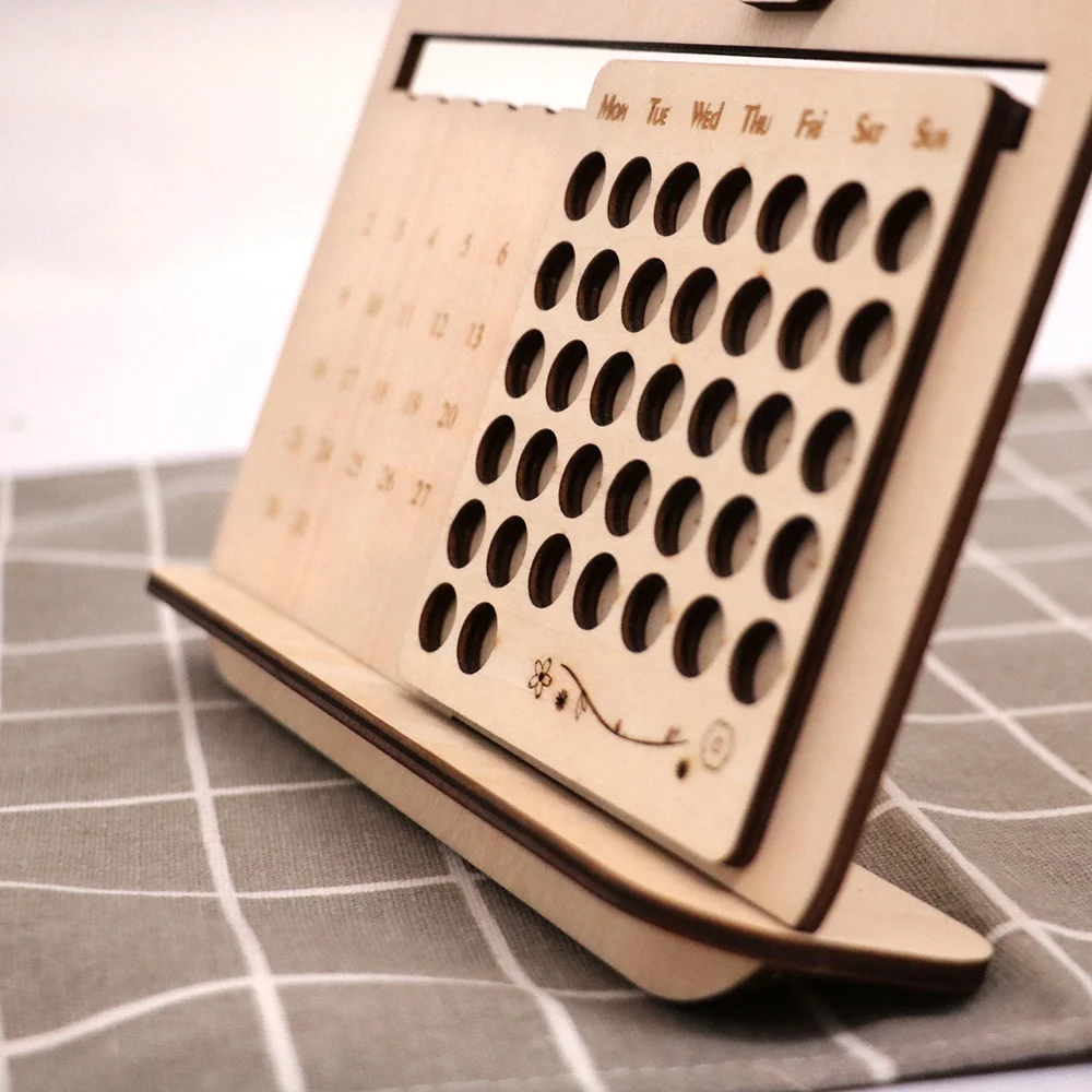 unique new design Perpetual  Wooden engraved Calendar