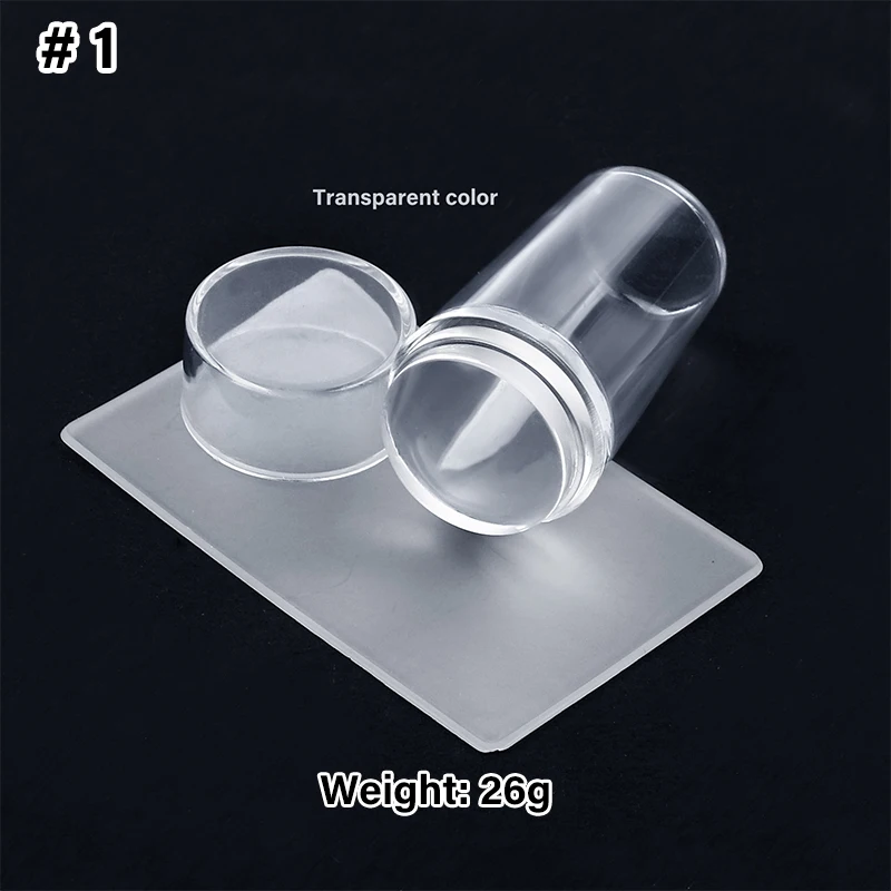 Nail Art Seal Transparent Covered Seal Fully Handle Print Head With Scraper Tool Set Wholesale stamping nail french