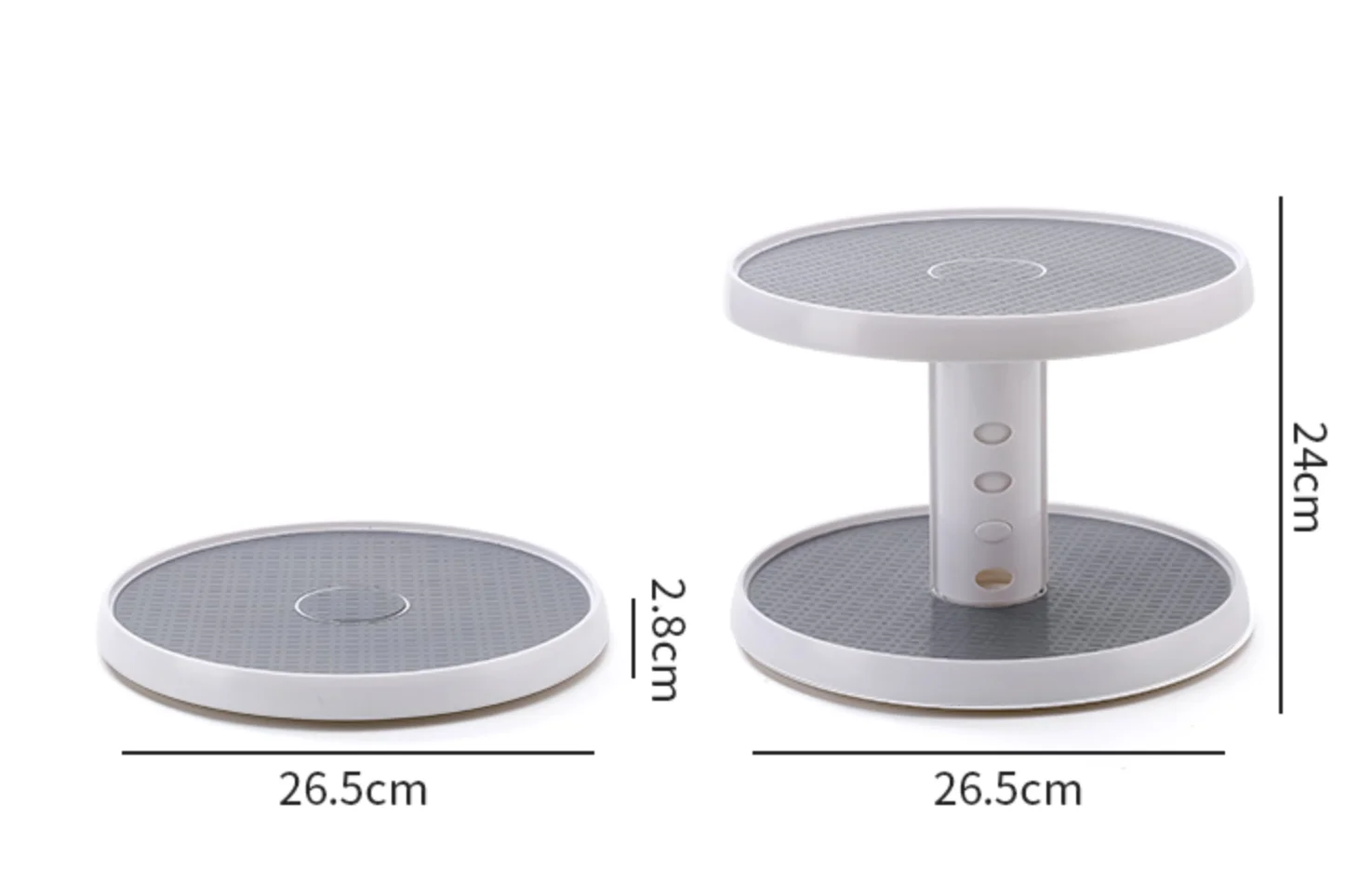 2-Tier Height Adjustable Kitchen Cabinet Turntable Lazy Susan 360 Degree Rotating Spice Rrack Organizer