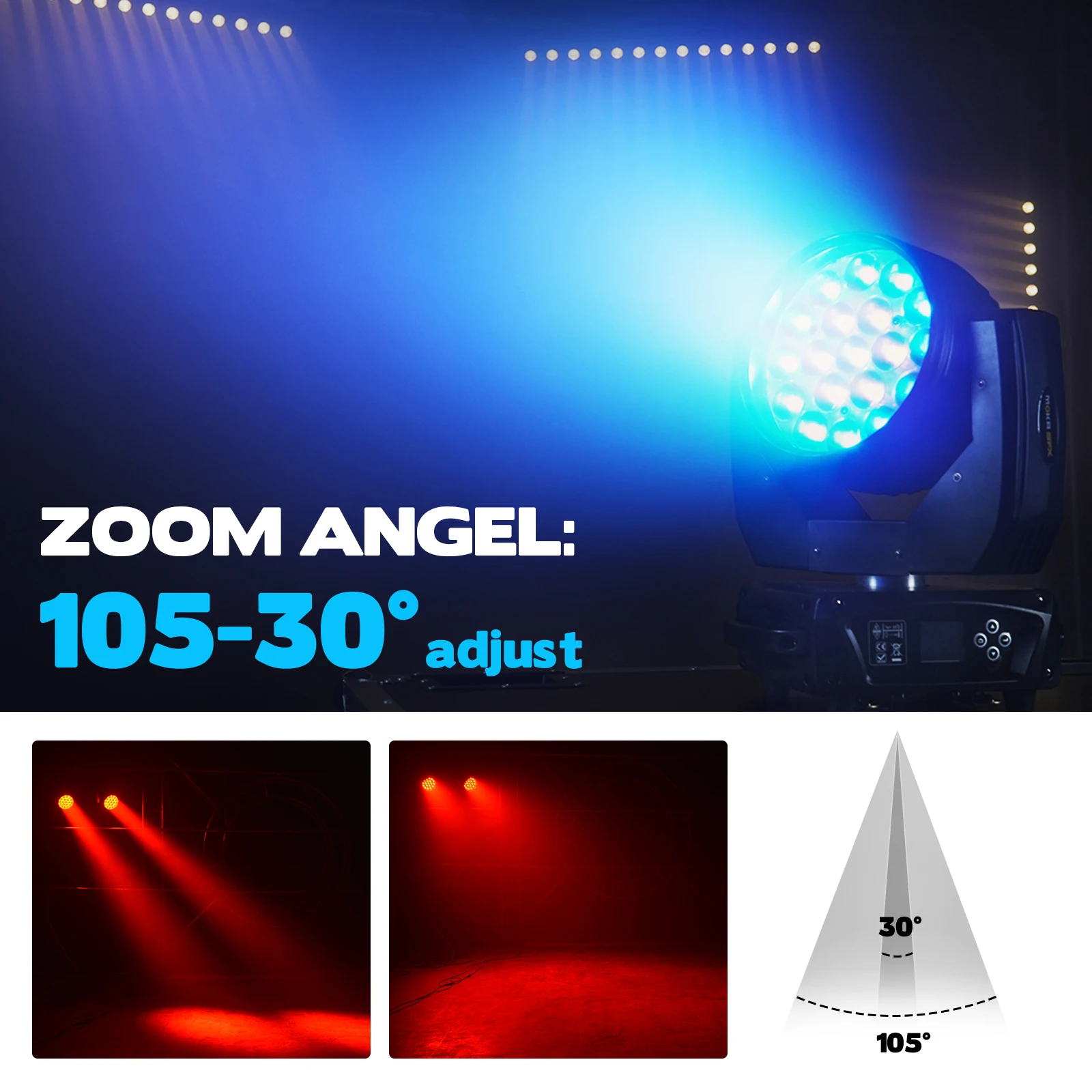Moka sfx 19*15w Zoom Wash Moving Head Dj Stage Light Led Wash Beam Zoom High Speed Strobe Moving Head Lights