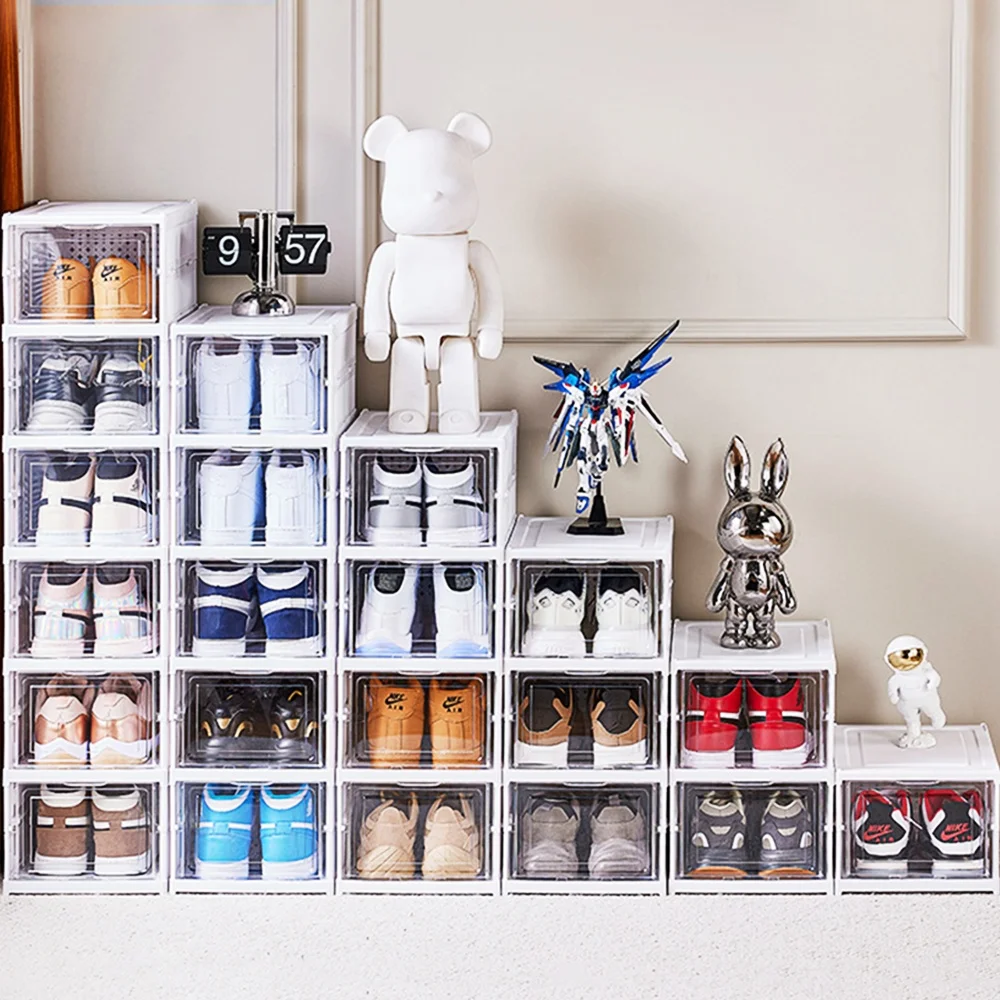 Installation free folding shoe cabinet shoe storage box with clear door Shoe rack
