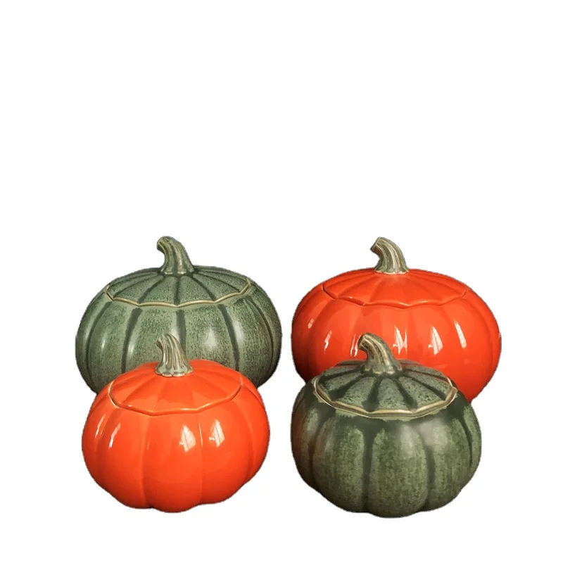 Halloween Harvest Pumpkin jar Ceramic Aromatherapy Candle Cup vessel Soy Wax empty Candle jars with lid