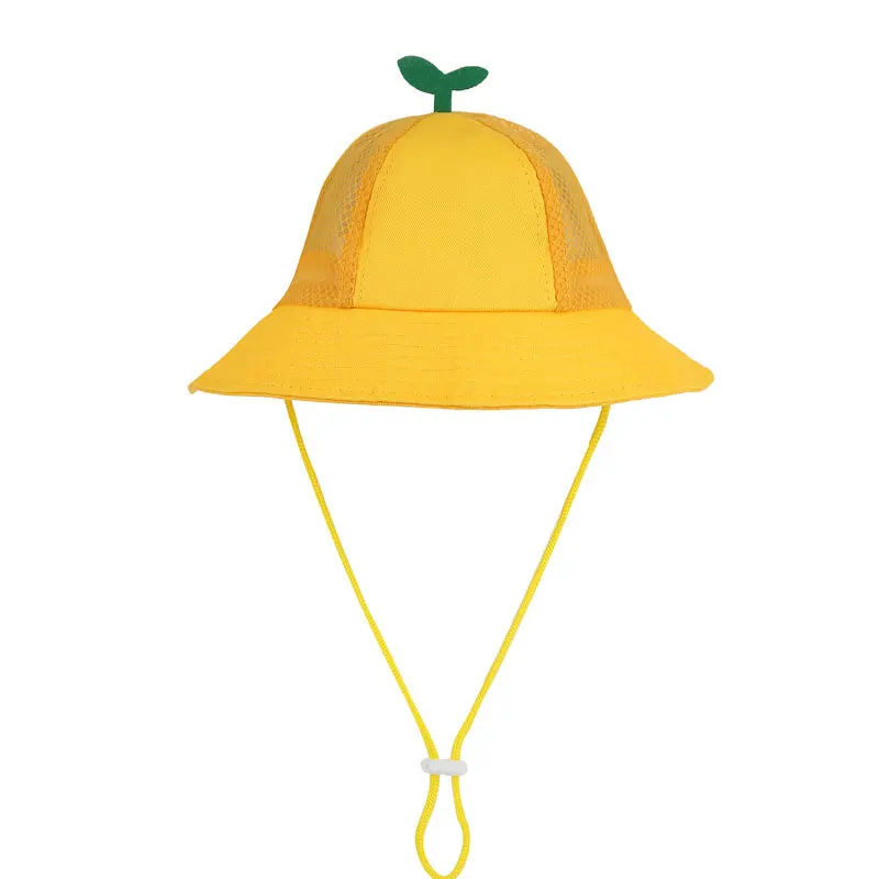 Japanese cute yellow color baby child fisherman hat cartoon basin student kids hat
