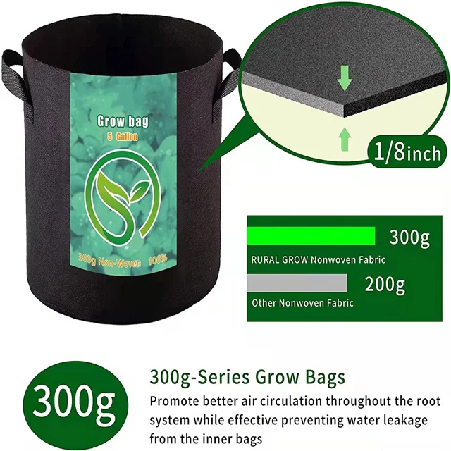 Heavy Duty Plant Square Garden Vegetable Biodegradable Fabric Mushroom Grow Bags