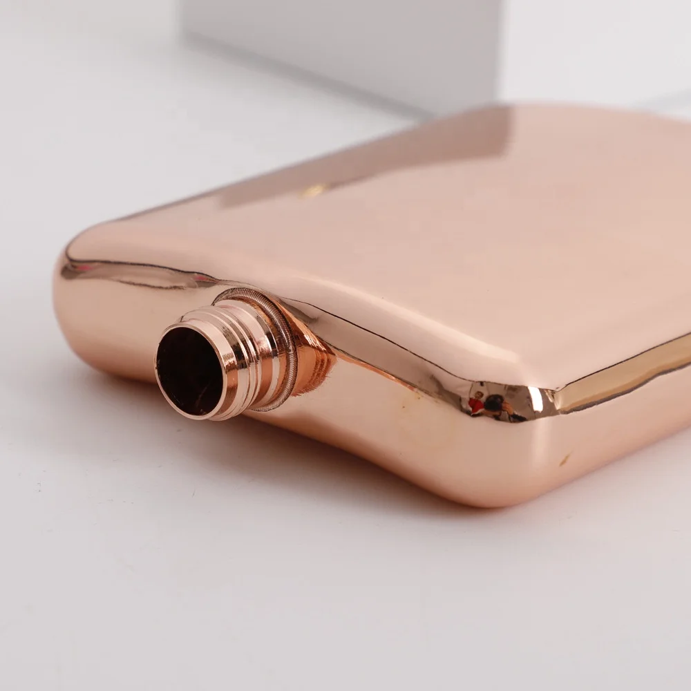 Stainless Steel Hip Flask 7oz Square copper plating  Hip Flask Stainless Steel