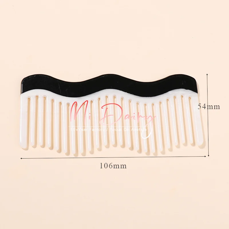 Mi dairy vintage fashion 2024 new montage high quality black and white wave shape wheat straw acetate hair comb for women girls