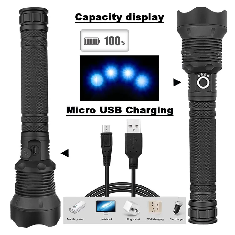 Охотничий самый мощный светодиодный фонарик, usb-фонарик, налобный фонарь xhp70 xhp50 26650 или 18650, перезаряжаемый фонарик