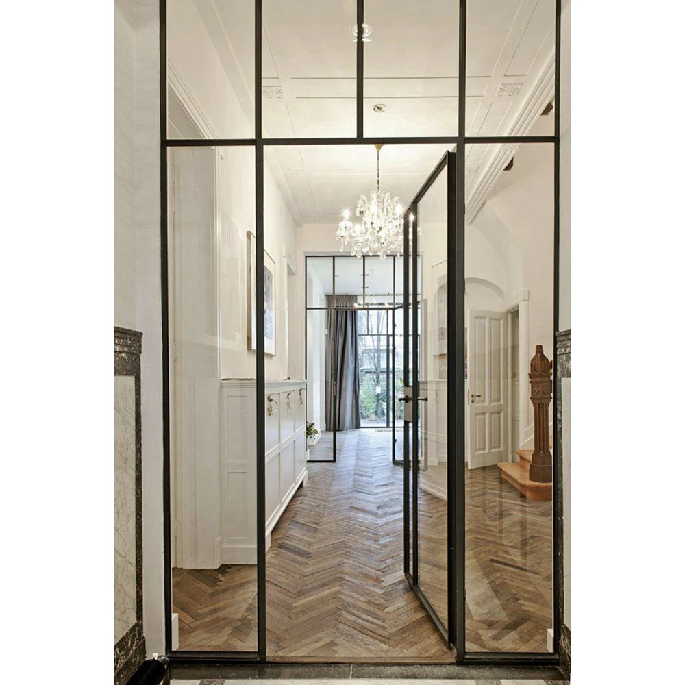 aluminum black 9 lite 9 foot glass french doors to office