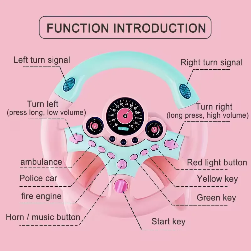 Ma New Design Simulation Steering Wheel With Light and Music Pretend Electric Educational Toys Car Driving Training Simulator