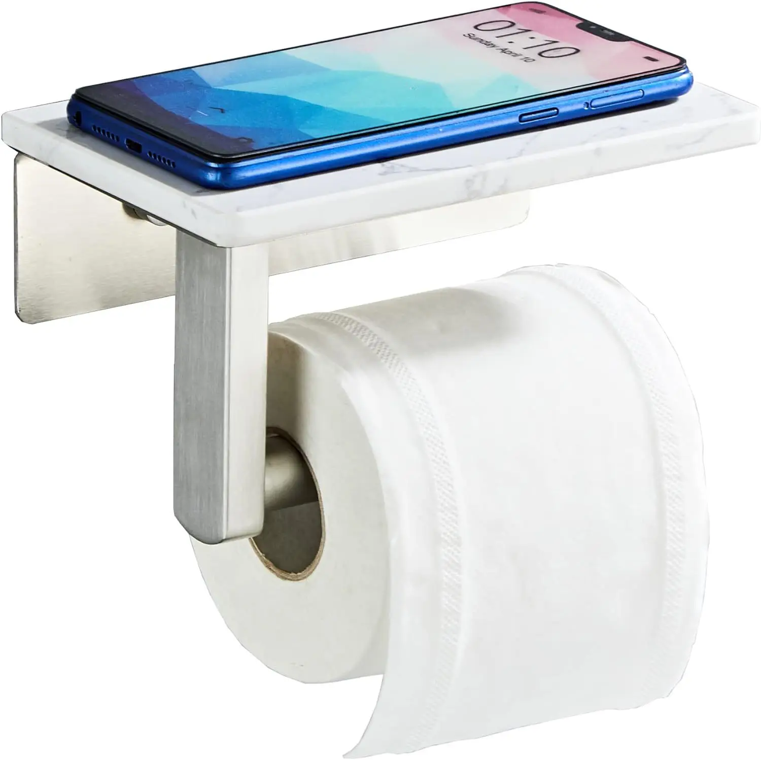 STOCCO classic stainless steel tissue paper holder bathroom wall mounted toilet paper holder with marble mobile phone shelf