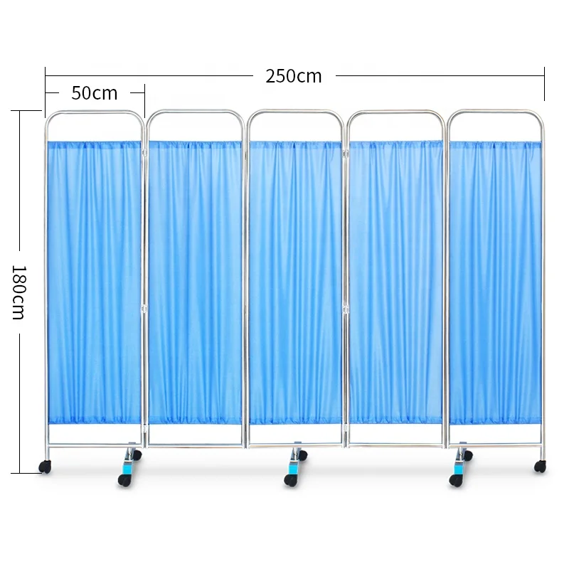 Thickened Stainless Steel Folding Medical Hospital Ward Screen with Wheels