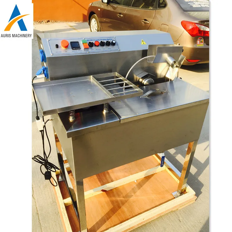 Commercial snacks shop chocolate pouring casting equipment chocolate tempering filling melting machine with vibrating table