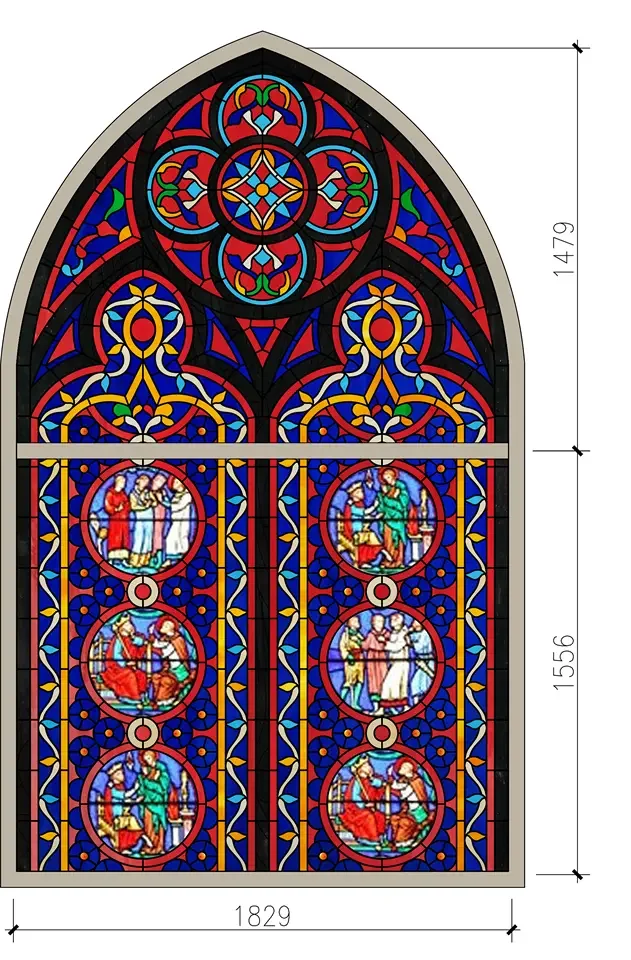 Custom various colored stained glass patterned design church building glass for cathedral