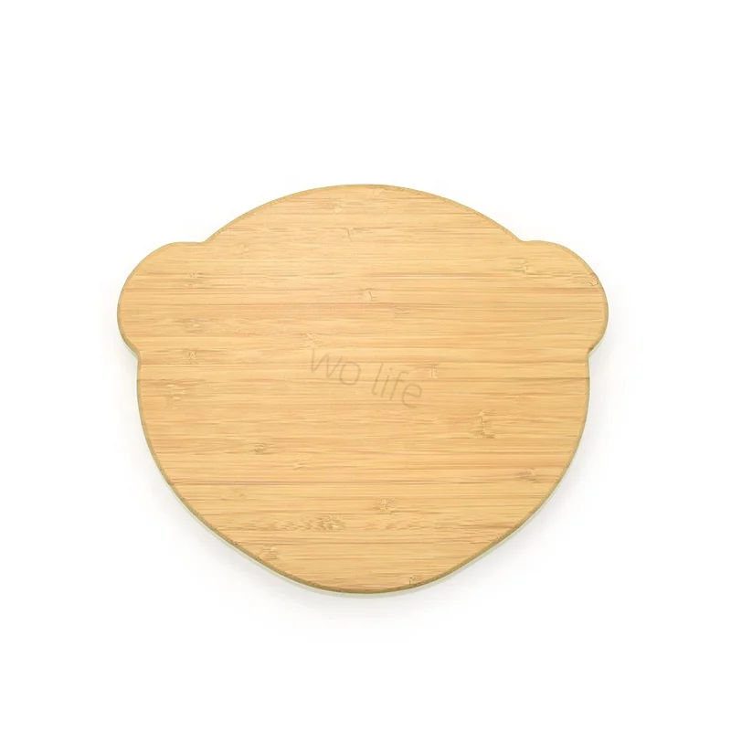 Cute Panda Shape Bamboo Dinner Plate With Silicone Suction Cup Base