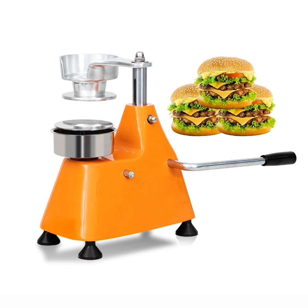 Commercial 100 mm Non Stick Manual Hamburger Patty Press Orange Chicken Burger Setting Machine