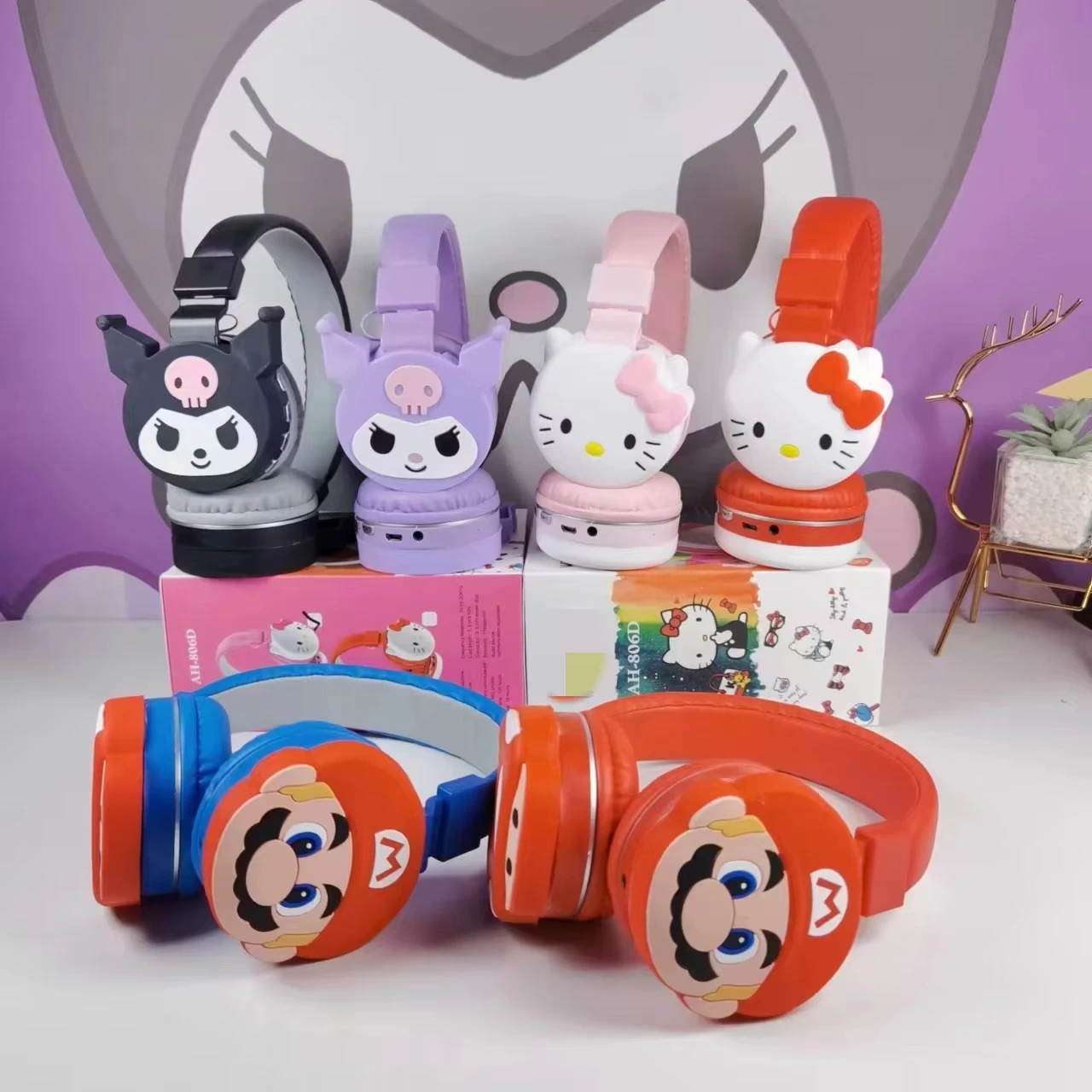 Cartoon Headphone Hello Kt Cute Wireless Bluetooth Headphones Kid Headset Girl Headset Christmas Gift Marios Earphone