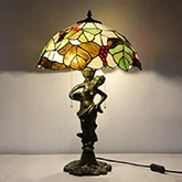 LongHuiJing Tiffany style stained glass table lamp 16Inch lampshade dragonfly LED E27 bulb decor desk lights