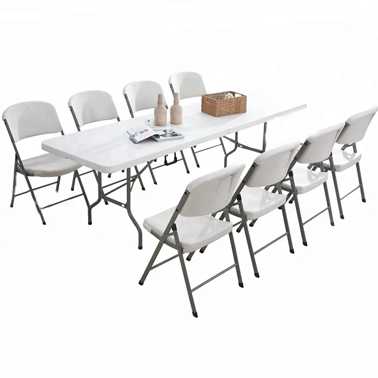 Party Dining Garden Folding Tables and Chairs Foldable Picnic Camping HDPE Plastic Cheap Outdoor for Wedding 6FT 4ft 5ft 6ft 8ft