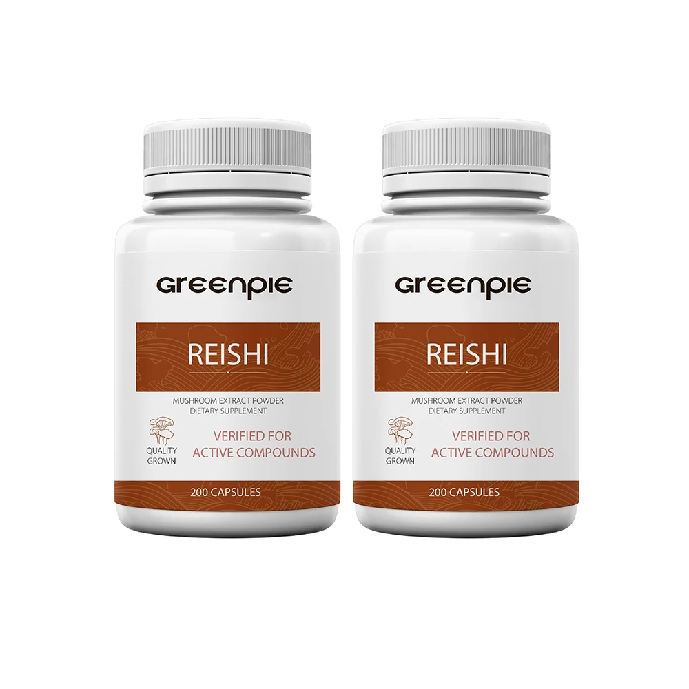 Greenpie OEM Ganoderma Lucidum/Lingzhi/Red Reishi 60 pcs per bottle Mushroom Extract Capsules