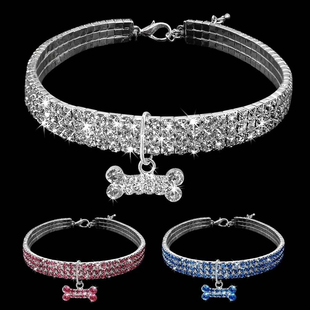 
Fashion Bling Dog Cat Jewelry Rhinestone Collar Pet Crystal Diamond Dog Necklace Pet Supplies 