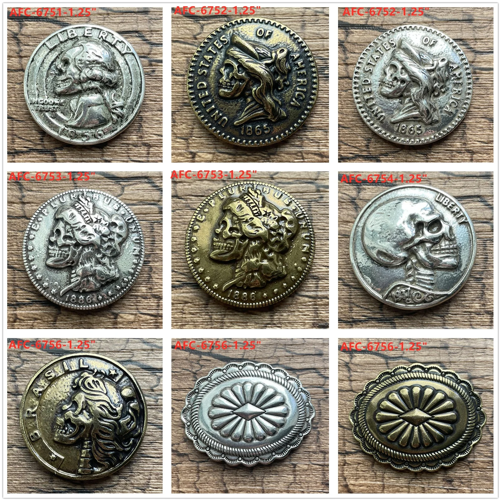 Custom turquoise conchos for leather and wallets