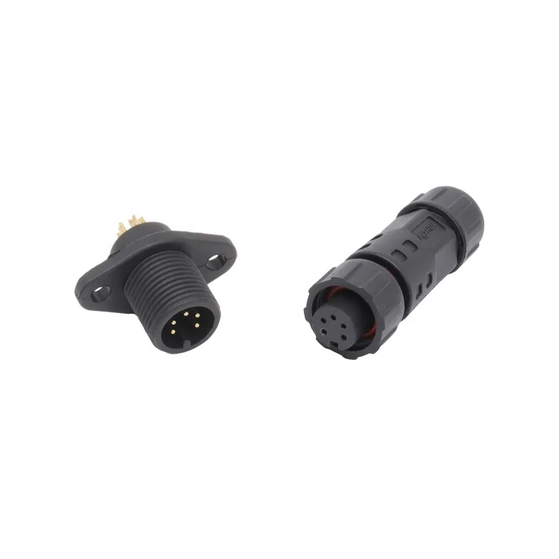M12 водонепроницаемый разъем Фланцевый Тип IP68 5 Pin Мужской Разъем для крепления панели провода кабельные