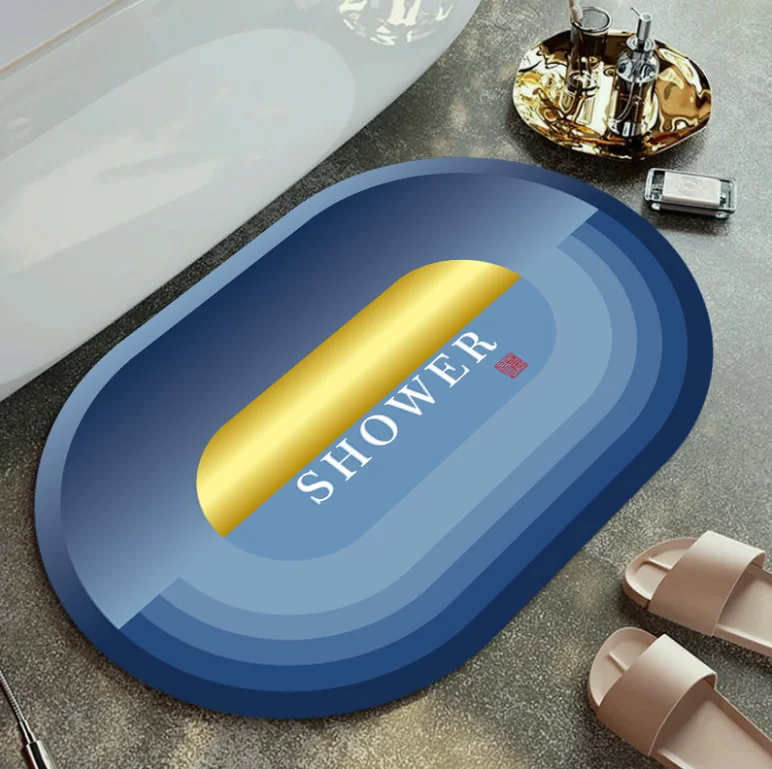 High Quality sector shape diatom ooze anti slip shower mat Eco-Frendly Bath Mat rug Washable odorless  Non slip mat