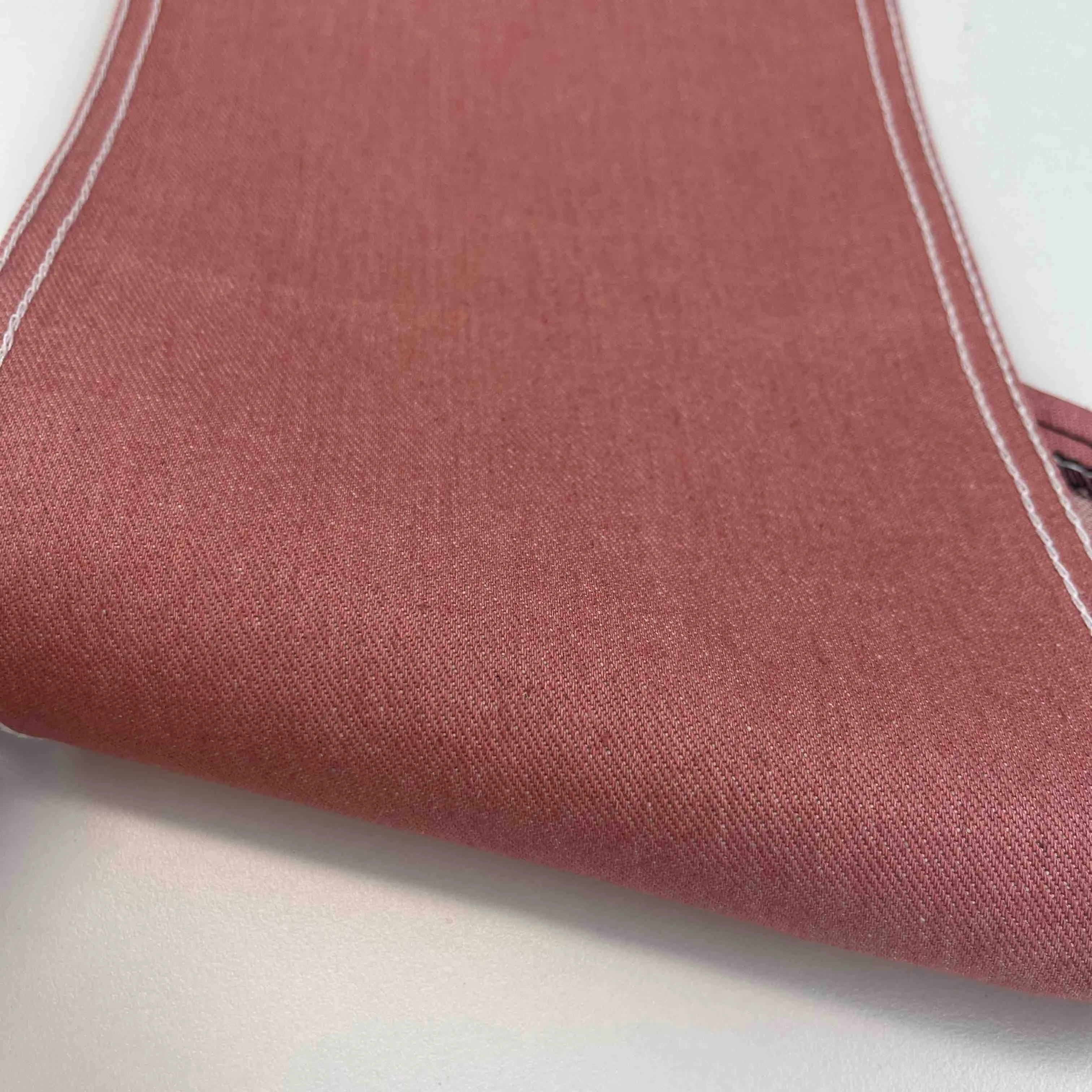 Pink Color Denim Jeans Fabric Cotton Polyester Blended Non-Elastic Woven Twill Pink Denim Fabric