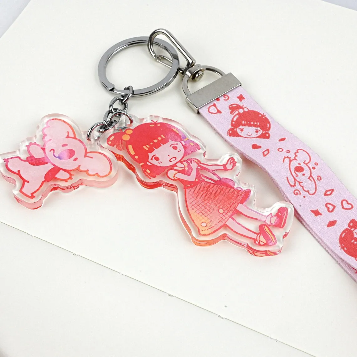 Hot Selling Custom Lanyard Keychain Cute Acrylic Charm Lanyard Keychain Acrylic Keychain with Lanyard