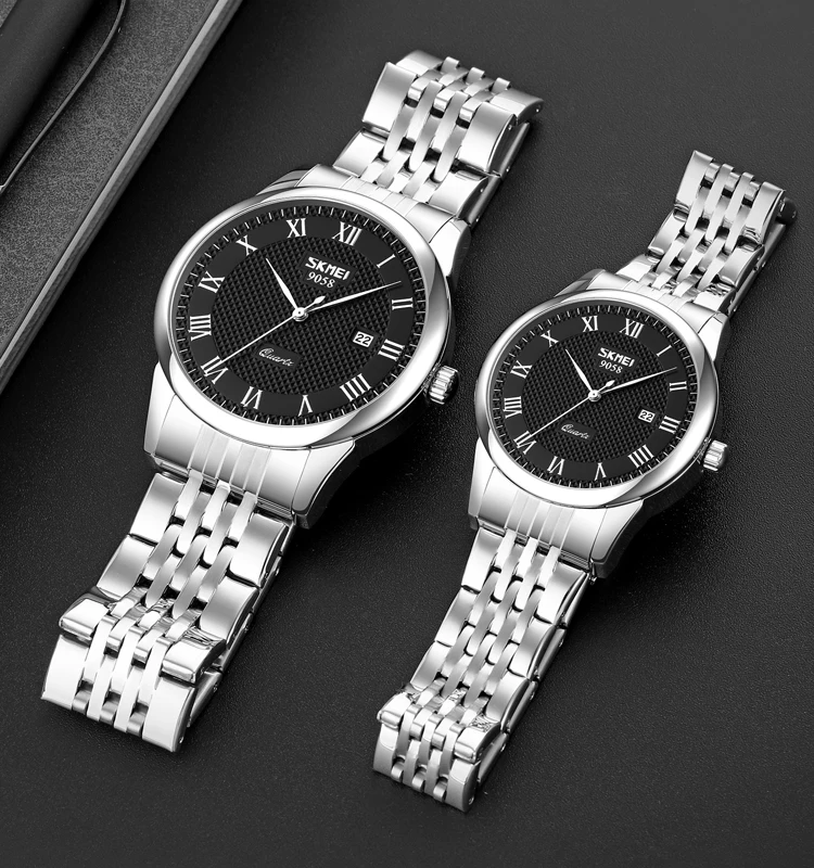 SKMEI 9058 fashion quartz watches for men,unisex watches set water proof watch brand,couple watch luxury brand watches prices
