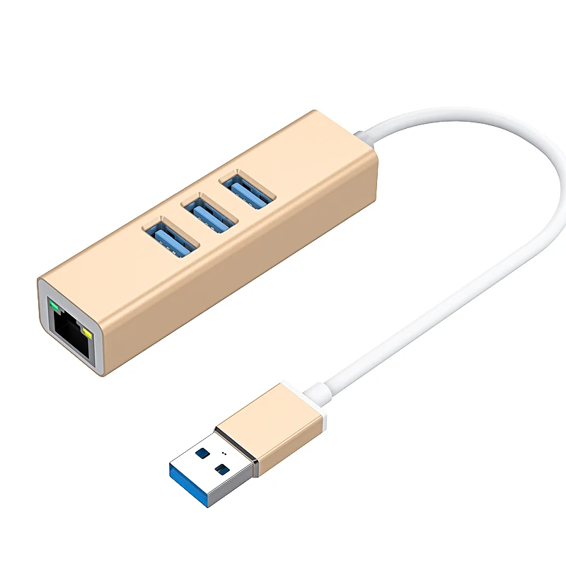 USB 3.0 to Gigabit Ethernet Adapter Lan Adapter with 3 Ports USB 3.0 Hub for Windows 7/8/10/Vista/XP Mac OS PC