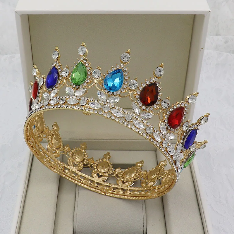 Wholesale Luxury Baroque Women Crystal Crowns Rhinestones Queen Bridal Tiaras Prom Pageant Party Wedding Headdress