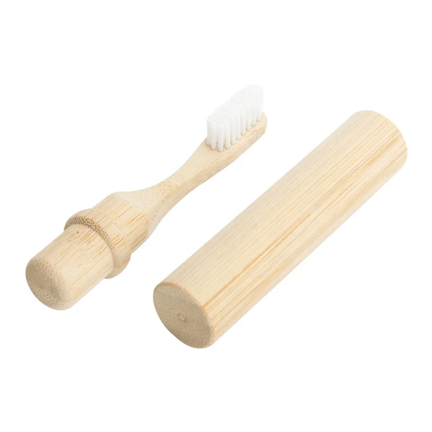 Replaceable Bamboo Toothbrush Personalised Premium Travel Hotel Wooden Charcoal Round Bamboo Toothbrush with Natural Bristles