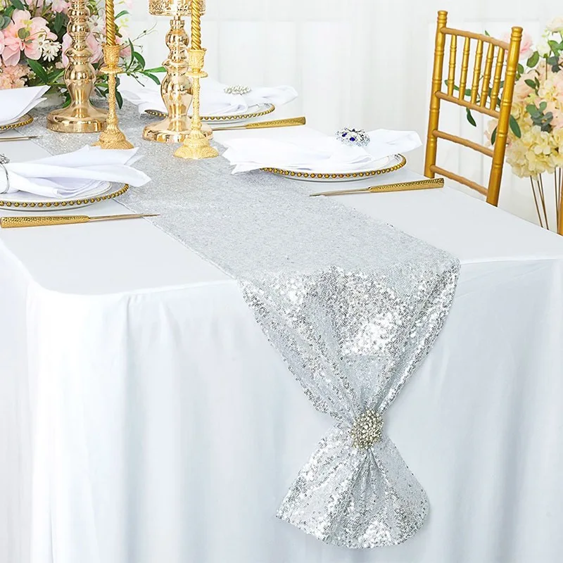 Custom Logo Gold Luxury Glitter Sequin Thanksgiving Home Wedding Table Runner For Dining Table