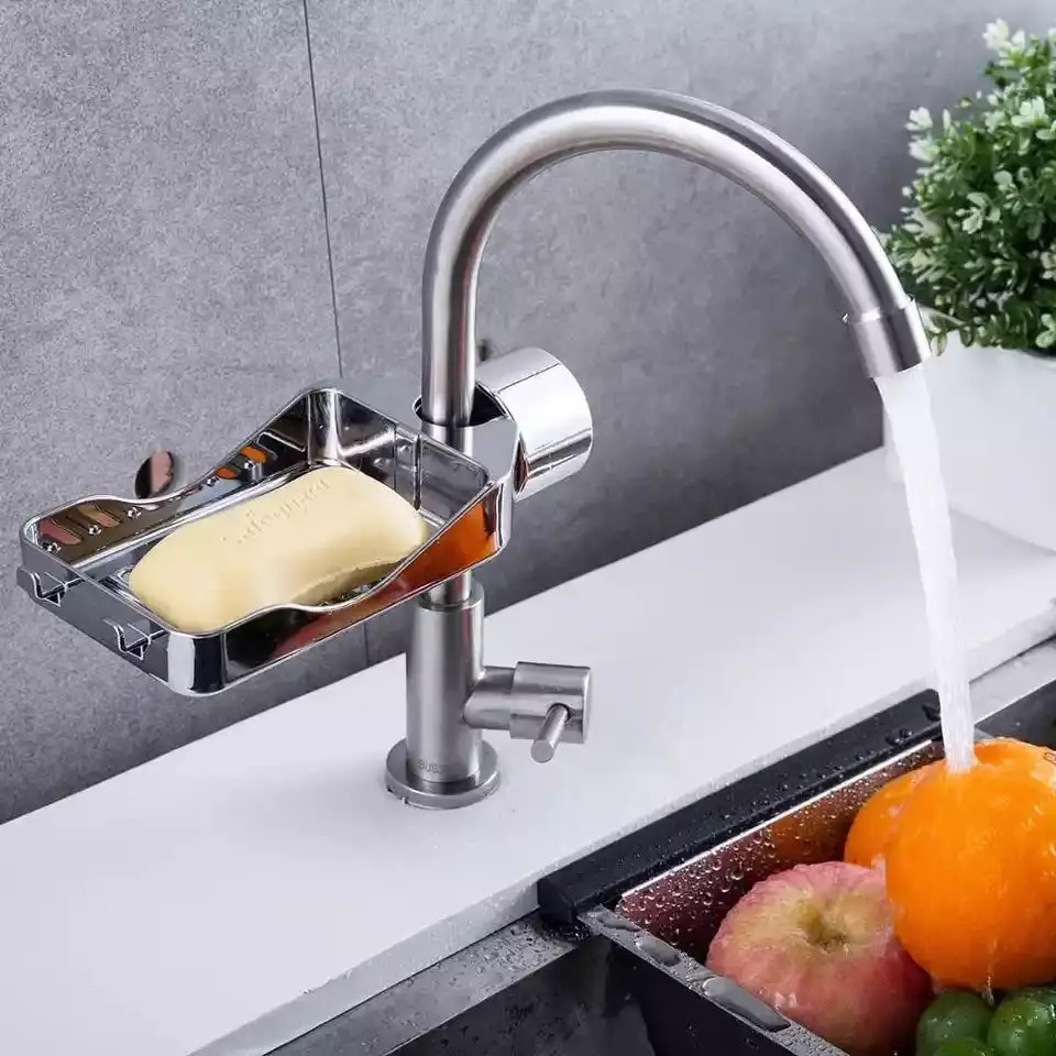Kitchen plastic punch free easy installation sponge holder for kitchen sink