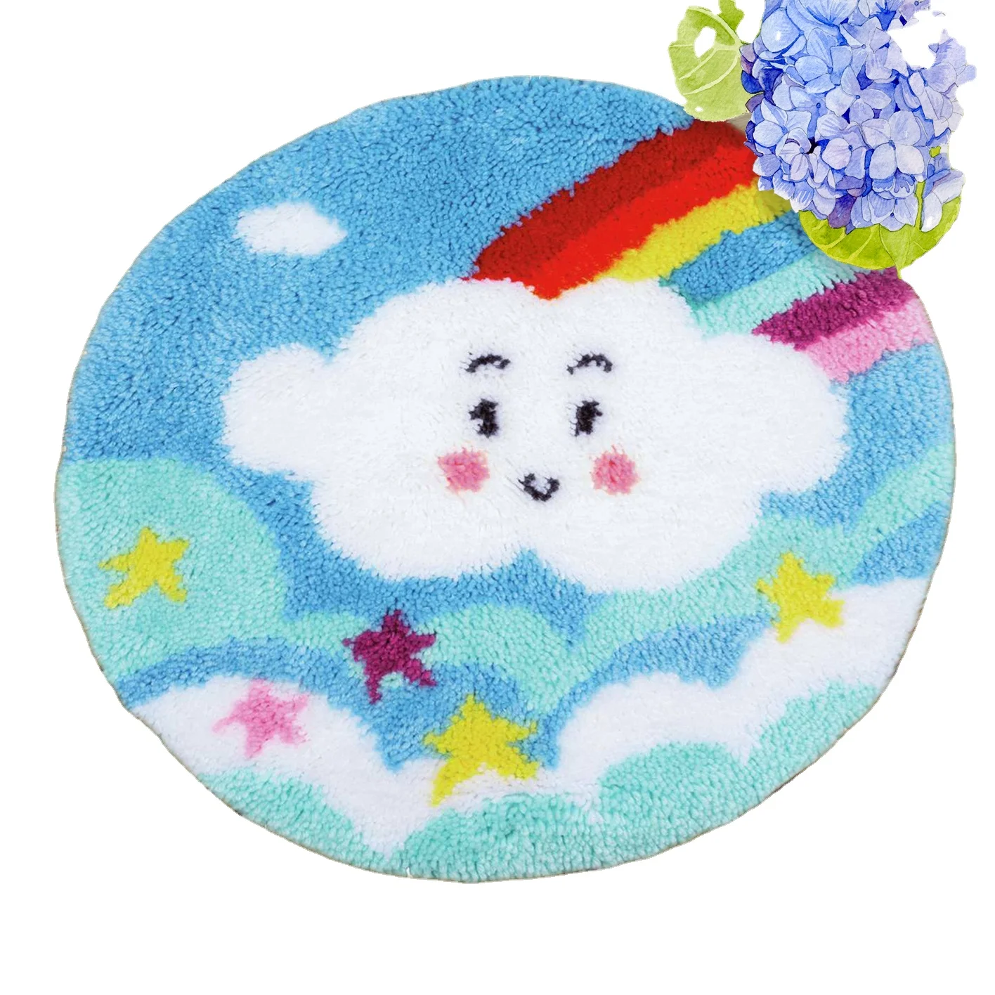 Cartoon Crown Rainbow Latch Hook Pillow Rug Kits European And American Style Latch Hook DIY Embroidery Package Pillow
