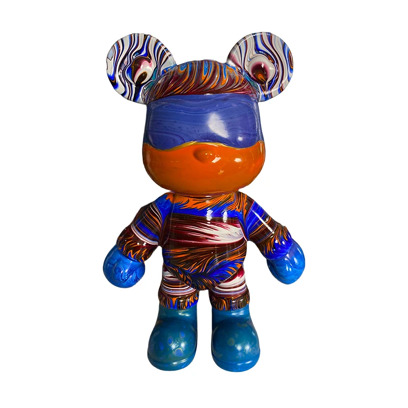 DIY handmade crafts cool bear fluid violent bear embryo white bear coloring fluid art painting vinyl statue