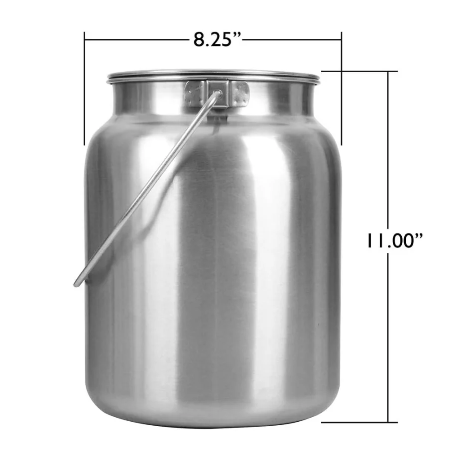 DF customized  Stainless Steel Milk Can Tank | Stainless Steel Jug, Rustic Milk Cans with Lid, Old Fashion Milk Jug 4 Liter(