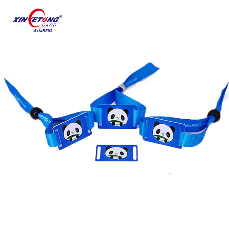 Ticket Rfid identification bracelet -13.56 mhz Chip Card Custom Woven Fabric,Thermal Transfer,Satin Soft Band RFID Wristband