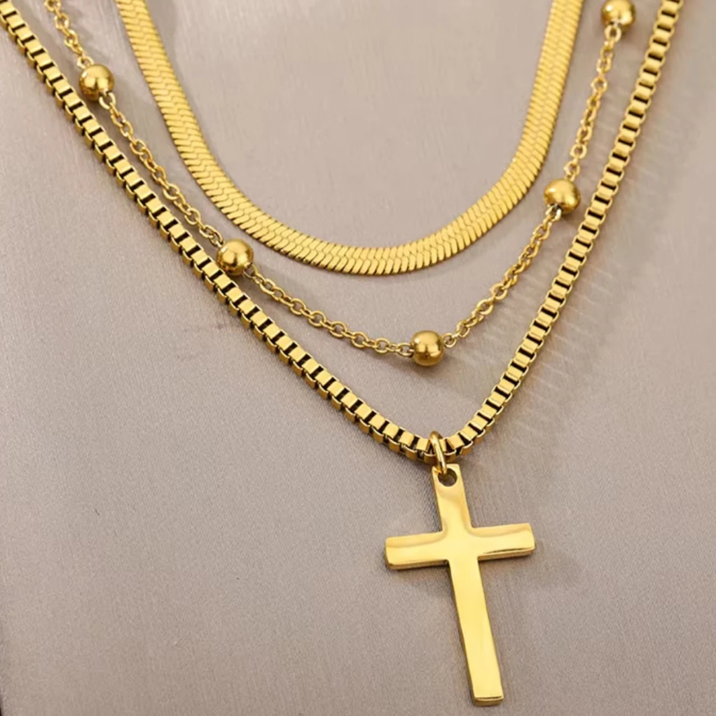 Women Wedding Accessories jewelry Stainless Steel Geometry Star Moon Butterfly Pendant Multilayer Chain Choker Necklace