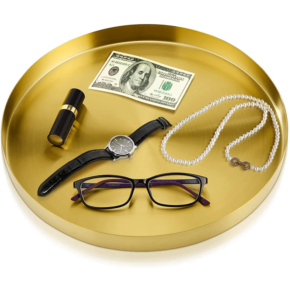 Современный художественный современный маленький домашний декор золотой зеркальный металлический марокканский декоративный поднос роскошный