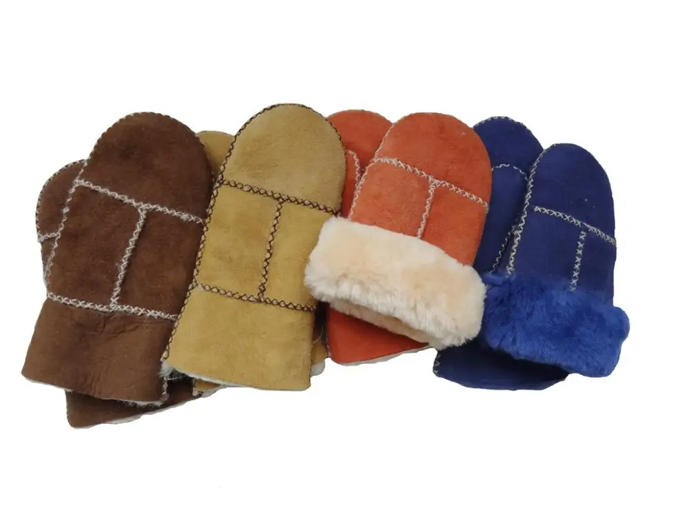 Модная новая стильная зимняя теплая детская перчатка из овчины