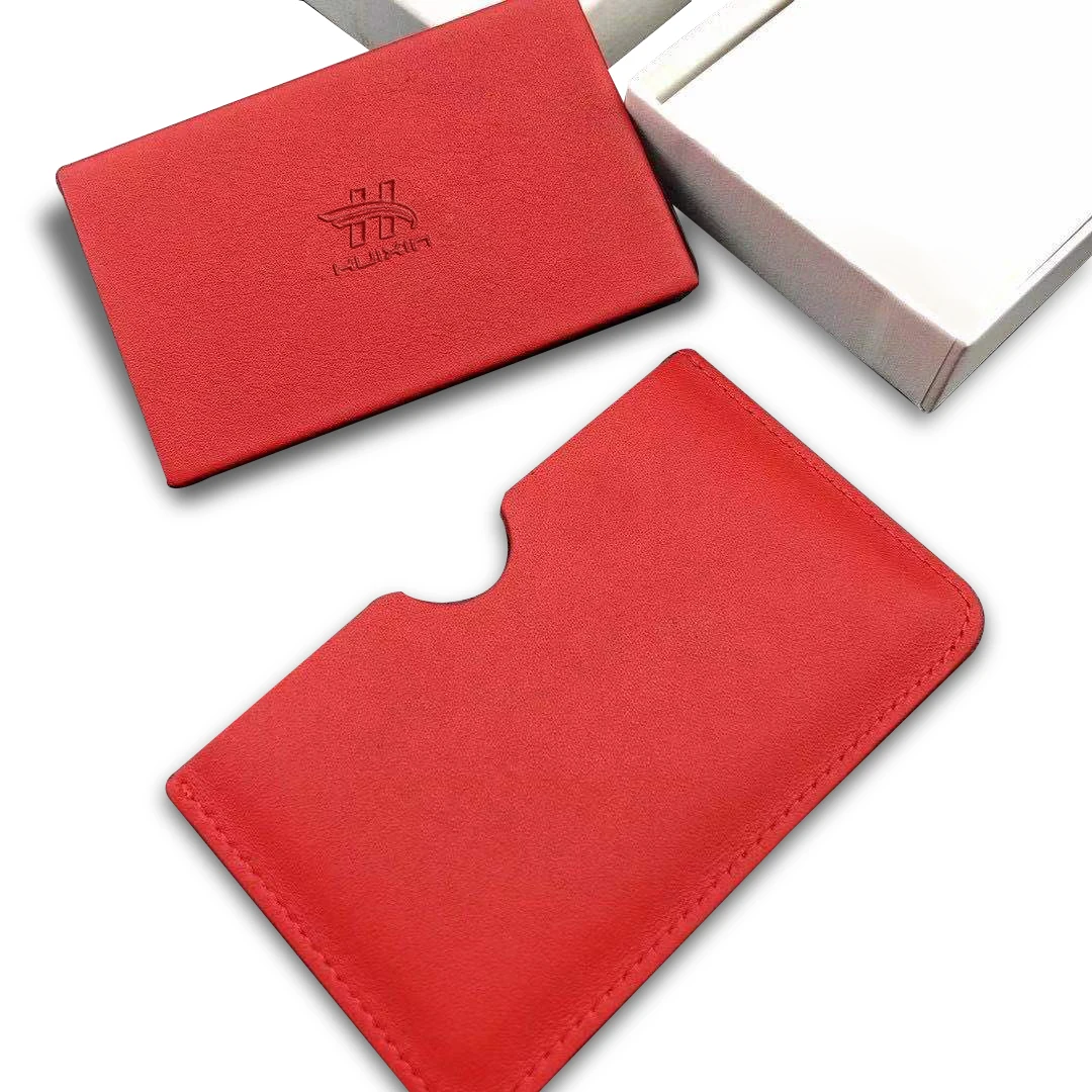 
Custom logo genuine leather slim credit card holder RFID blocking men mini card holder 